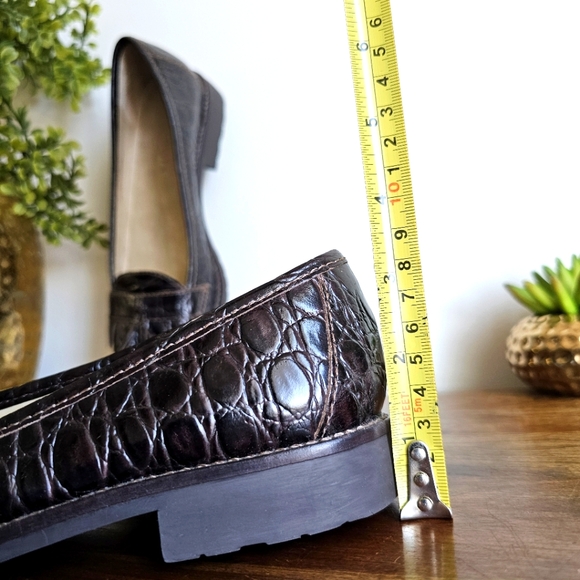 Talbots Crocodile Embossed Genuine Leather Tassel Penny Loafers Dark Brown, 7.5 - Picture 16 of 16